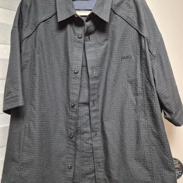 [BUNJANG] Juun.J 25SS Seersucker Piping Short-Sleeve Shirt Size 46 / 준지 25ss 시어서커 파이핑 반팔 셔츠 46사이즈