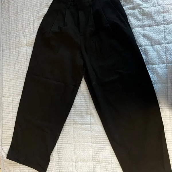 [BUNJANG] Vintage Oversized Two-Tuck Black Slacks (M) / 빈티지 오버핏 투턱 슬랙스 블랙 M