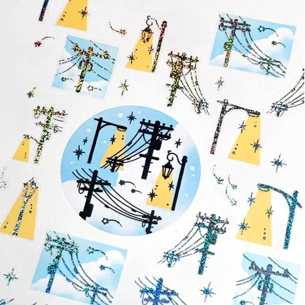 [BUNJANG] Dingul Daenggul Lamppost & Telegraph Pole Art Print / 띵) 딩굴댕굴 전봇대와 가로등