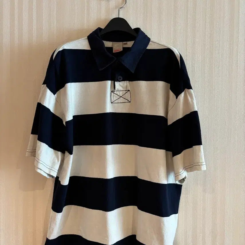 [BUNJANG] SPAO Striped Collar T-shirt Short Sleeve M / 남성 스파오 스트라이프 카라티 반팔티 m