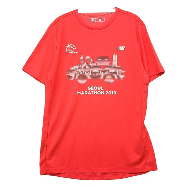 [BUNJANG] New Balance Red Functional Sports Logo Printing Short Sleeve T-Shirt L / 뉴발란스 레드 기능성 스포츠 로고 프린팅 반팔티 L