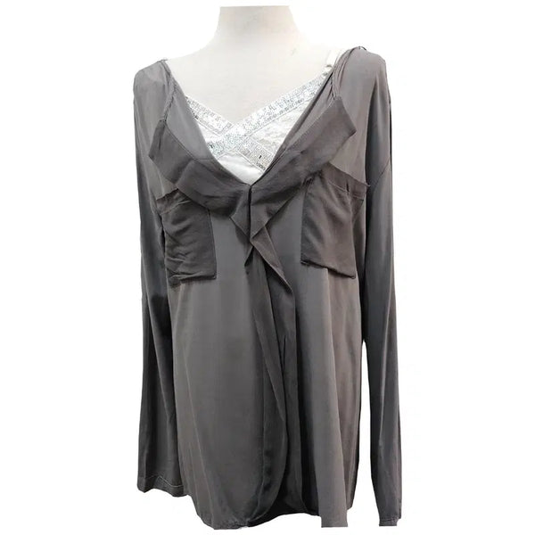 [BUNJANG] LOOK AT ME ITALY Viscose Two-Tone Grey Blouse / LOOK AT ME ITALY 블라우스 여 66 J5407