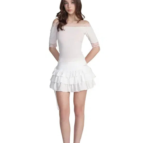 [BUNJANG] Clishir Cream Donuts Off-Shoulder Top - Pink / 클리시어 크림도넛 오프숄더 탑 핑크