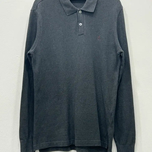[BUNJANG] Beanpole Cotton Long-Sleeve Collar T-Shirt Grey / [95] 빈폴 코튼 긴팔 카라티 그레이