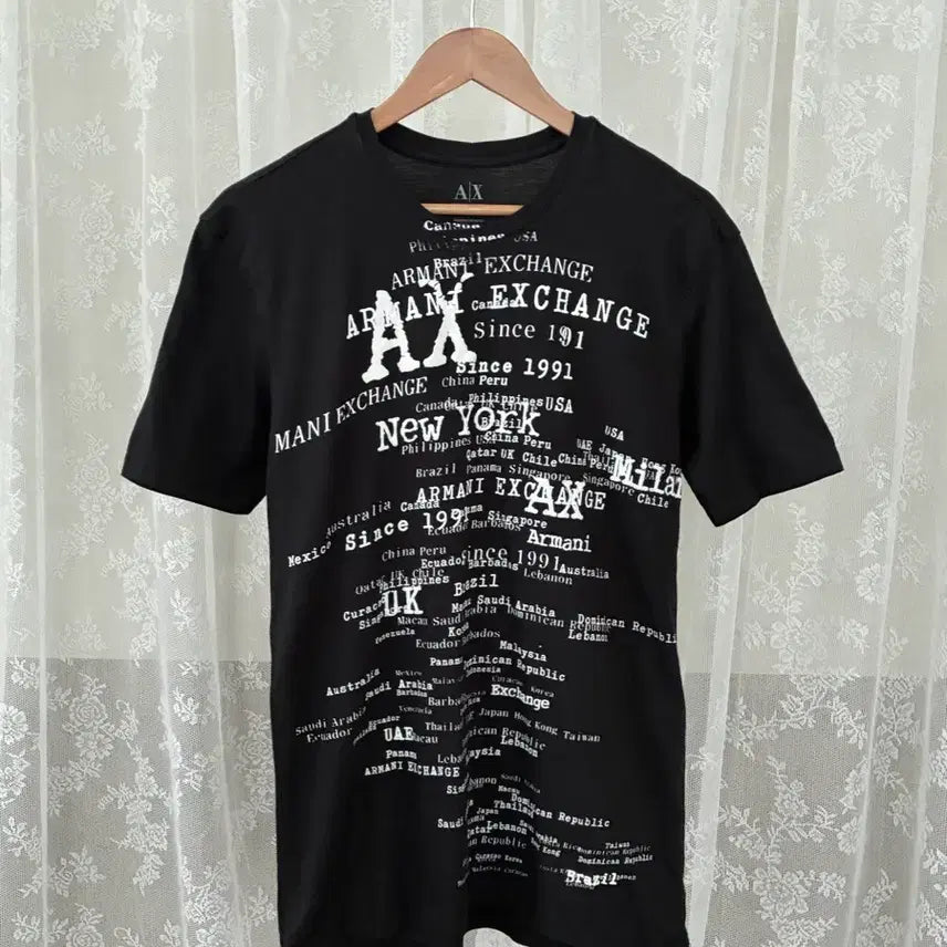 [BUNJANG] Armani Exchange Lettering Vintage Short Sleeve T-Shirt Black / L) 아르마니 익스체인지 레터링 빈티지 반팔 블랙