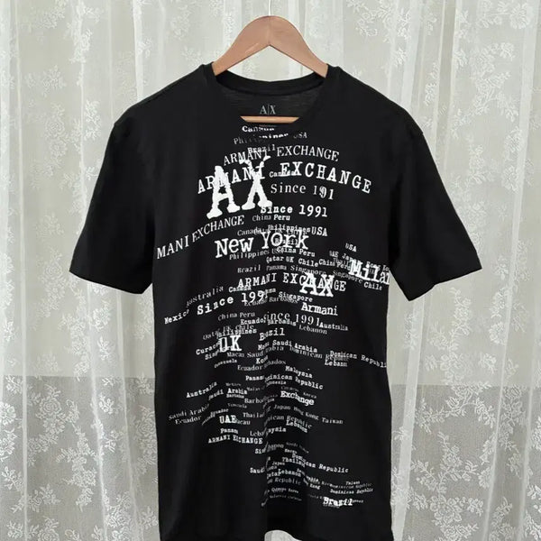 [BUNJANG] Armani Exchange Lettering Vintage Short Sleeve T-Shirt Black / L) 아르마니 익스체인지 레터링 빈티지 반팔 블랙