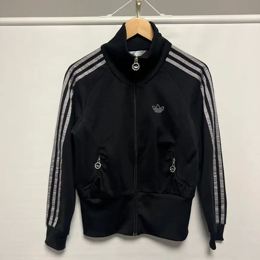 [BUNJANG] Adidas Firebird Glitter Back Logo Track Top Jersey Black Grey Size 95 / [정품/95] 아디다스 파이어버드 글리터 백로고 블랙 그레이 트랙탑 져지