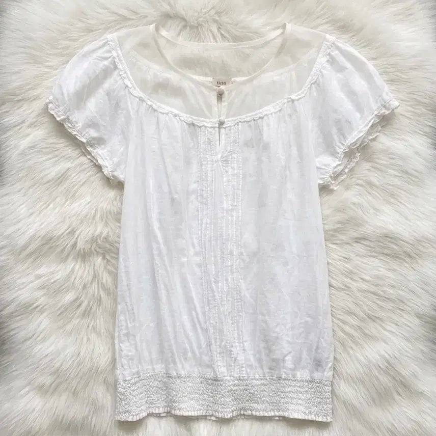 [BUNJANG] Japanese Vintage Morino Gato Pure White Cotton Blouse / 일본 빈티지 모리노가토 퓨어화이트 코튼 블라우스 아오이유우 하구미