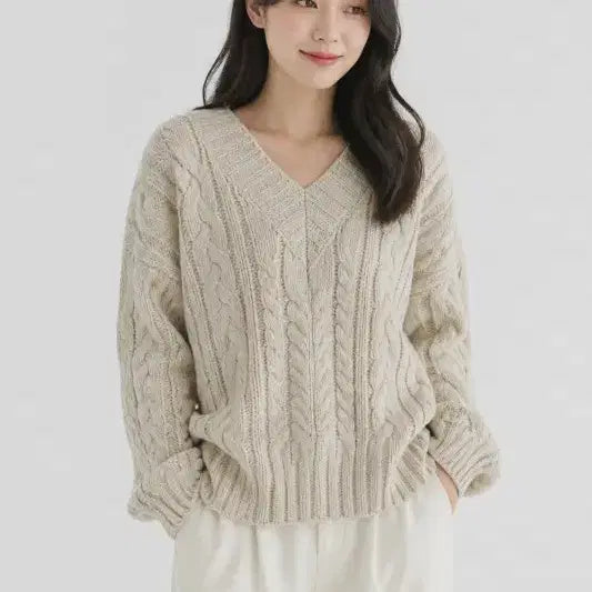 [BUNJANG] Women's Knit Top / 크림 여자 FREE 니트 O0877