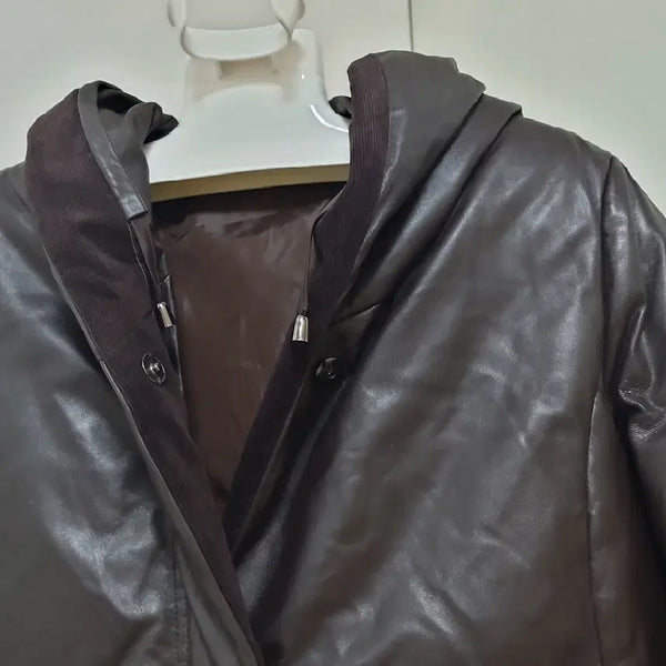 [BUNJANG] Genuine Lambskin Down Hooded Coat Women's Size 95 / 양가죽후드코트/오리털충전재/가벼운/깨끗한/정품/여성95