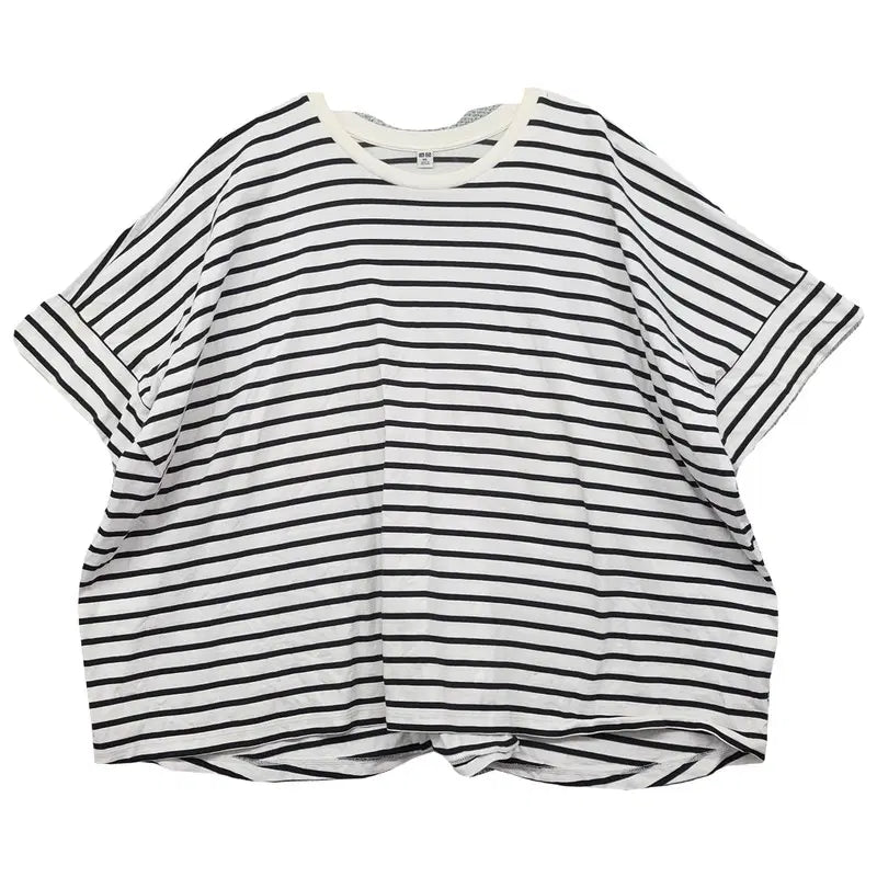 [BUNJANG] Uniqlo White Stripe Oversized Half-Sleeve T-Shirt XXL / 유니클로 화이트 스트라이프 오버핏 반팔티 XXL