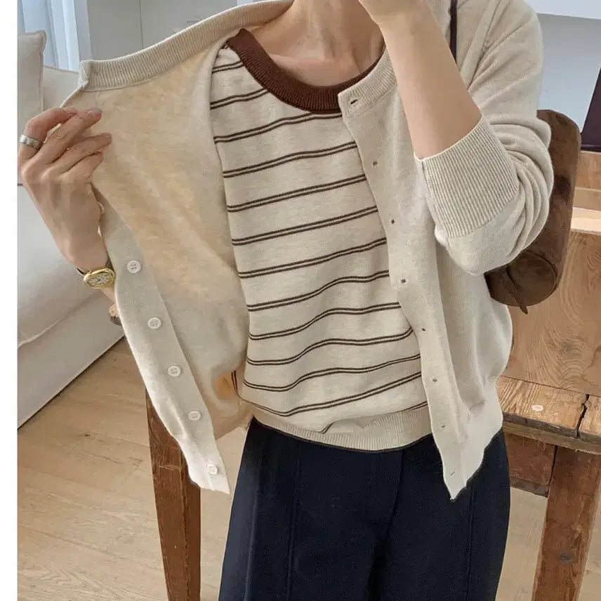 [BUNJANG] Layered Knit Cardigan / 민지콩 레이어드 가디건