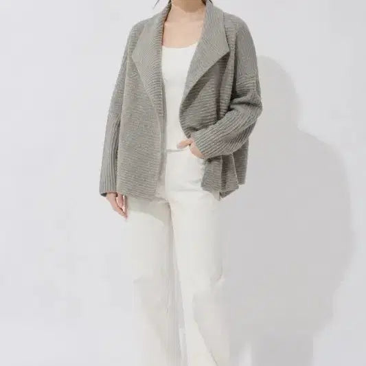 [BUNJANG] Light Grey Women's Free Size Cardigan / 라이트 그레이 여자 FREE 가디건 O0827