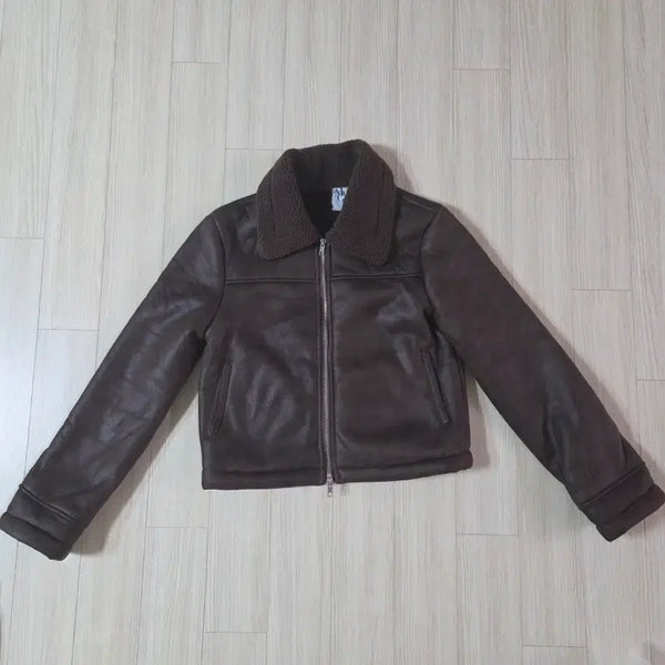 [BUNJANG] Brown Cropped Mustang Jacket / (실착1회) 브라운 크롭 무스탕