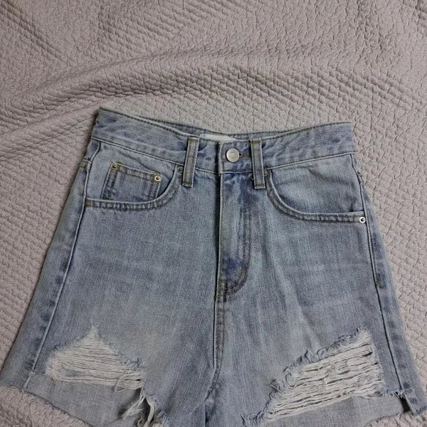 [BUNJANG] Women's Denim High-Waisted Hot Shorts / 여성 데님 하이웨스트핫팬츠 청숏팬츠반바지44~작은55