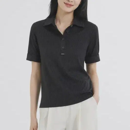 [BUNJANG] JOOK Black Women's T-Shirt Size S / 주크 블랙 여자 S 카라티 O0736