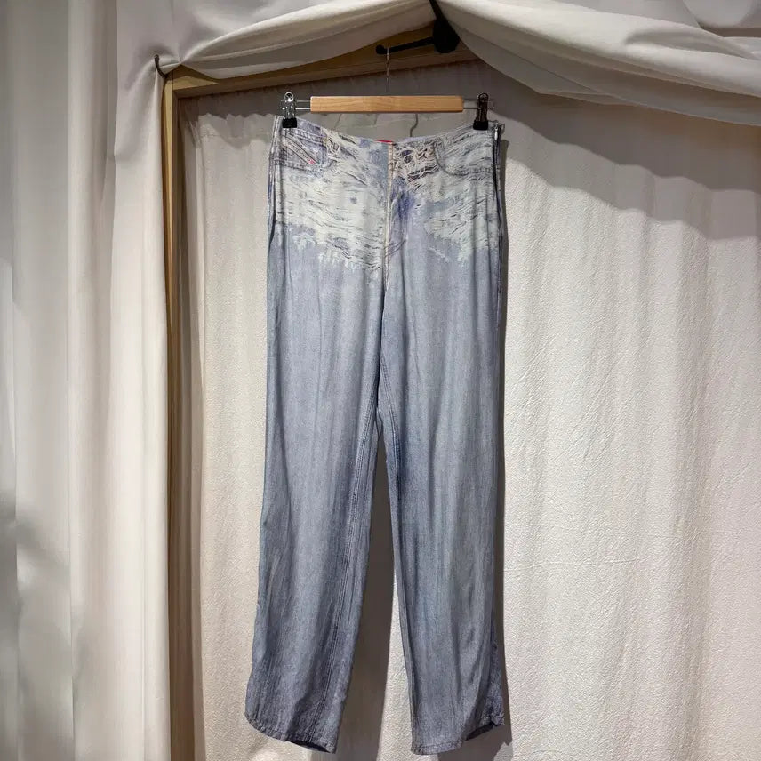 [BUNJANG] Diesel Pleated Print Wide Denim Pants / (28) 디젤 플레이스드 프린트 와이트 데님 팬츠