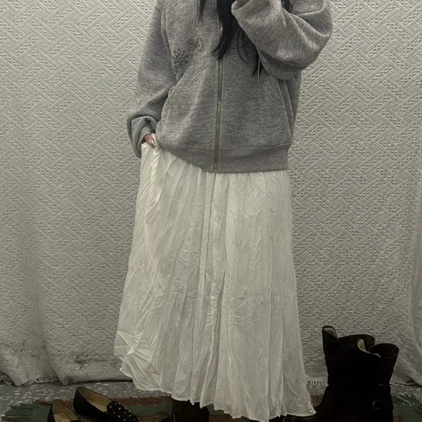 [BUNJANG] Rococo Feminine Draped Maxi Skirt / 로코코 페미닌 드레이프 맥시 캉캉 밴딩 롱스커트 K0611