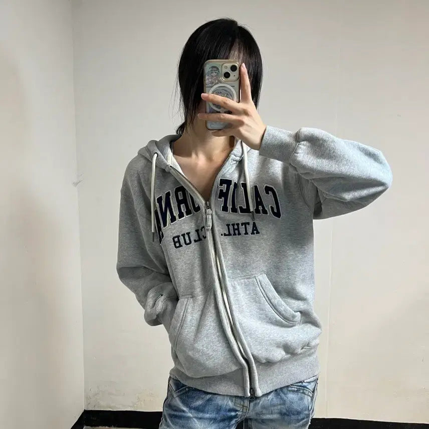[BUNJANG] Who.A.U Gray Two-Way Zip-Up Hoodie / 후아유 그레이 투웨이 후드집업