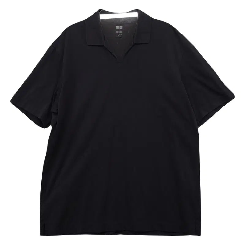 [BUNJANG] Uniqlo Men's Black Cotton Basic Polo Shirt L / 유니클로 남성 블랙 코튼 베이직 반팔 카라티 L