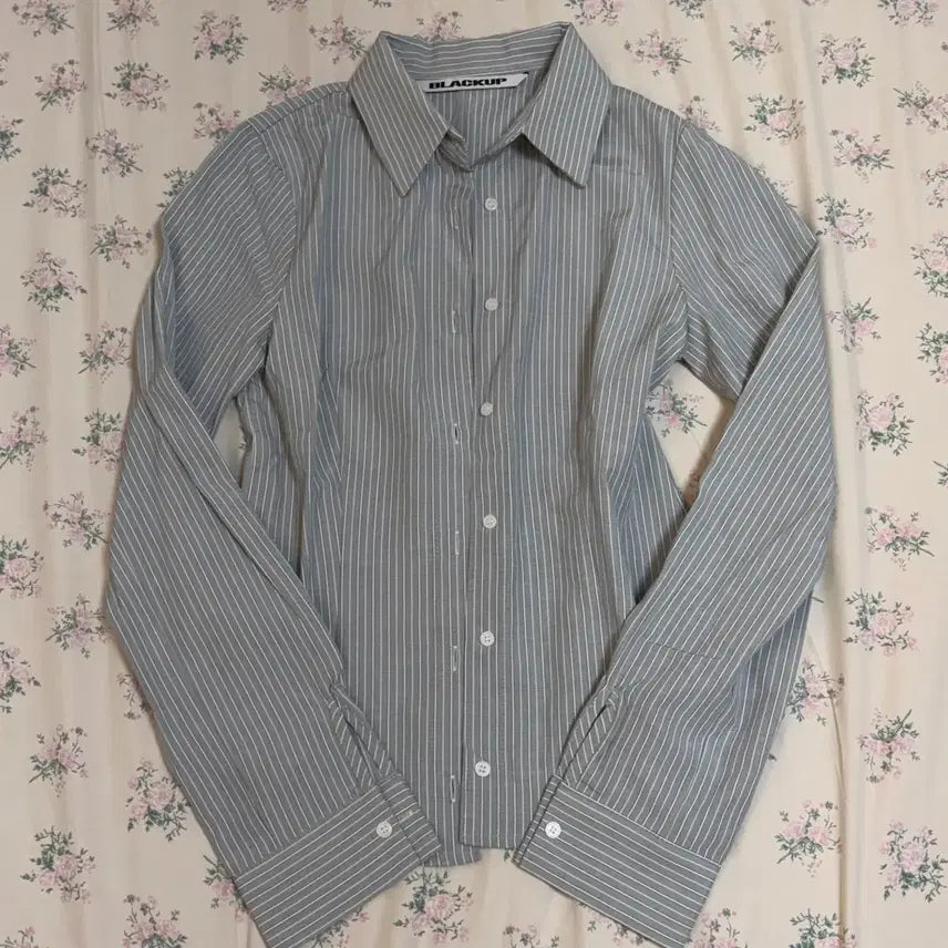 [BUNJANG] Black Up MADE High-Tee Stripe Shirt Grey S / 블랙업 MADE 하이테 스트라이프 셔츠 그레이 S