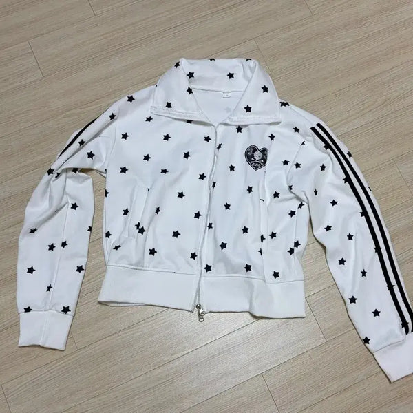 [BUNJANG] White Star Zip-Up Hoodie / 화이트 별 집업