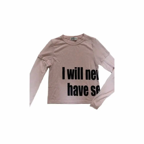 [BUNJANG] Pink Layered Lettering Long Sleeve T-Shirt / 핑크 레이어드 레터링 긴팔티