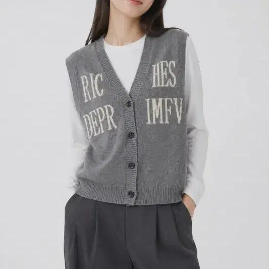 [BUNJANG] ABFG Grey Knit Vest (Free Size) / 에이비에프지 그레이 여자 FREE 니트 조끼 O0829