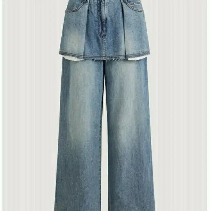 [BUNJANG] Lucky Chouette Layered Denim Wide Pants / 럭키슈에뜨 데님바지