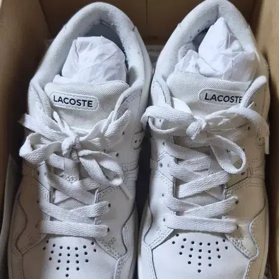 [BUNJANG] Lacoste White Leather Sneakers / 라코스테 화이트 레더 스니커즈 240