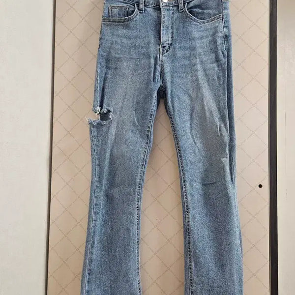[BUNJANG] Ably Women's Side Slit Straight Leg Denim Jeans / 에이블리 여성 옆트임 일자 데님청바지