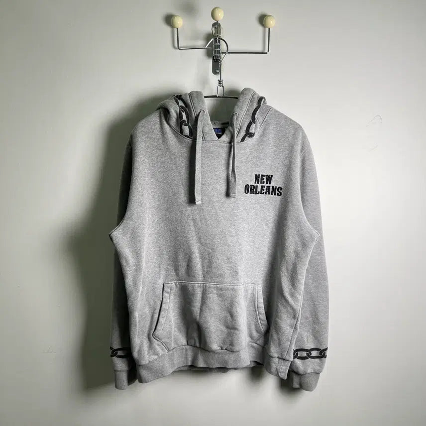 [BUNJANG] NBA New Orleans Pelicans Embroidered Logo Grey Hoodie L / NBA 뉴올리언스 자수 로고 그레이 후드티 L