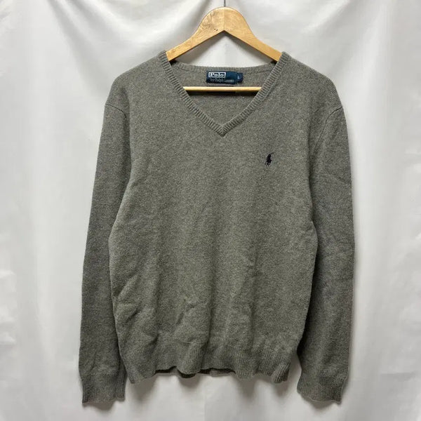 [BUNJANG] Polo Ralph Lauren Wool V-Neck Knit Sweater - Size L / [정품/L] 폴로 랄프로렌 울 그레이 브이넥 니트
