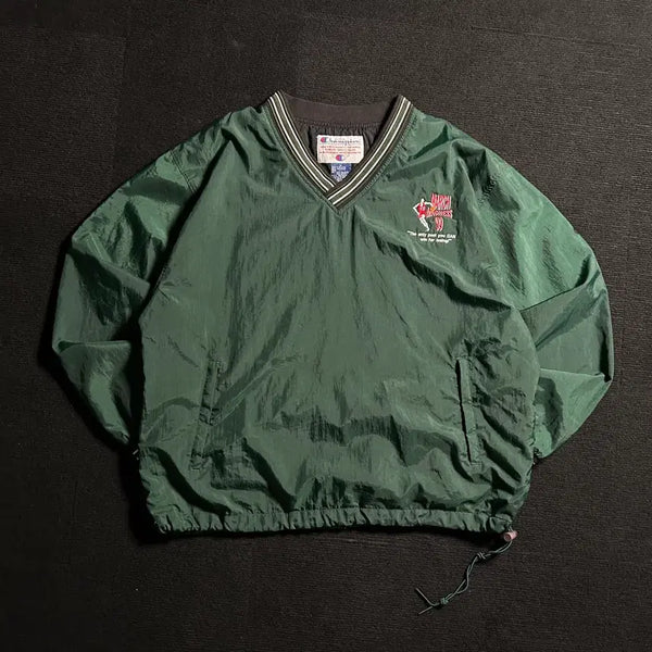 [BUNJANG] Champion 90s Old School Deep Green Windbreaker Warm-up Jacket L / 챔피온 90s 올드스쿨 딥그린 바람막이 웜업