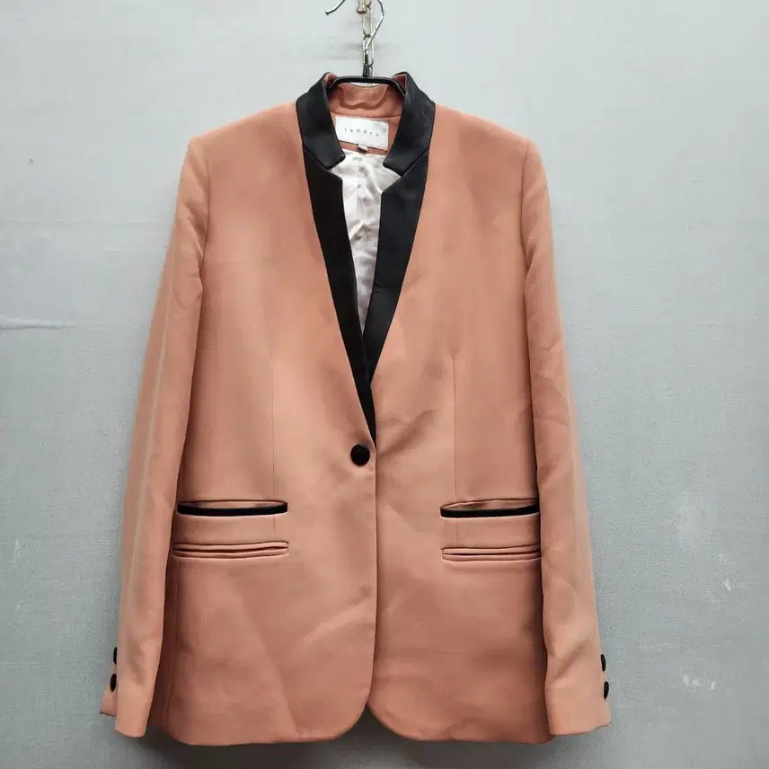 [BUNJANG] Sandro Leather Lapel Tailored Blazer Jacket / 산드로 레더 라펠 테일러드 블레이저 자켓 38(S)