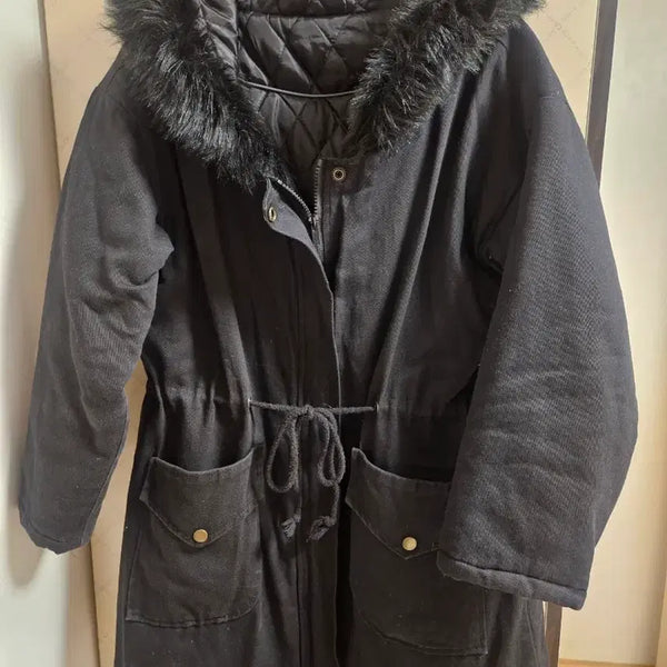 [BUNJANG] Women's Winter Padded Long Coat Jacket / 여성 겨울 야상누빔 털롱코트 자켓점퍼