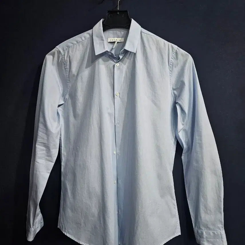 [BUNJANG] Sandro Sky Blue Men's Slim Fit Long Sleeve Shirt Size 95 / 산드로 스카이블루 남성 슬림핏 95 긴팔셔츠