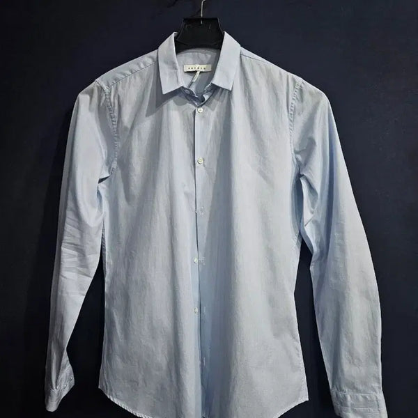 [BUNJANG] Sandro Sky Blue Men's Slim Fit Long Sleeve Shirt Size 95 / 산드로 스카이블루 남성 슬림핏 95 긴팔셔츠