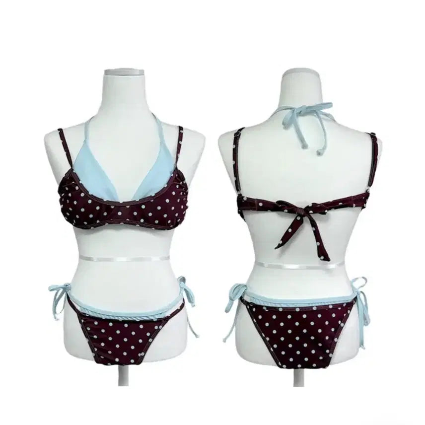 [BUNJANG] Dot Layered Colorblock Bikini / 도트 레이어드 배색 비키니