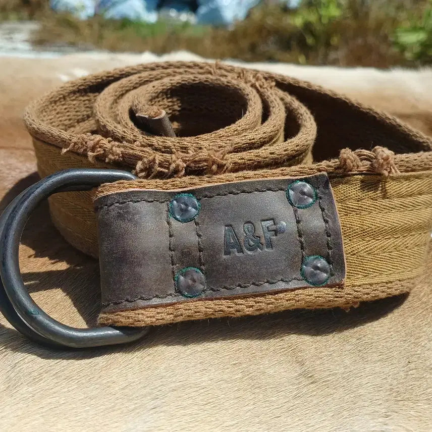 [BUNJANG] Abercrombie & Fitch 2007 Double D-Ring Buckle Vintage Belt / 아베크롬비 앤 피치 빈티지 더블 D링 버클 브라운 벨트 2007년 모델 (프리사이즈)