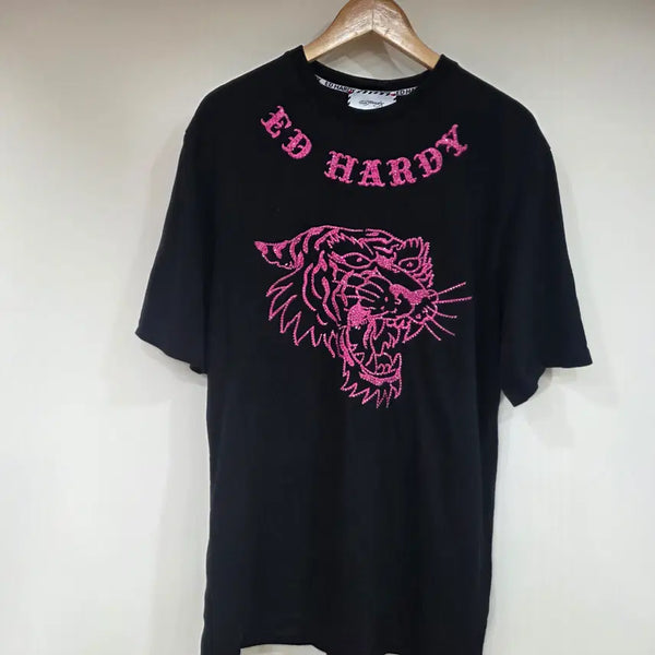 [BUNJANG] Ed Hardy Black Tiger Cubic Short Sleeve T-Shirt / 에드하디 블랙 타이거 큐빅 미디 반팔