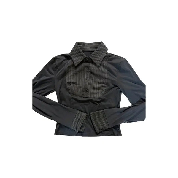 [BUNJANG] Feminine Long Sleeve Shirt Charcoal Grey / 셔츠 긴팔티 차콜 그레이 페미닌