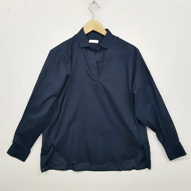 [BUNJANG] Earth Music & Ecology Oversized Shirt Navy Cotton / Earth Music Ecology 오버핏 셔츠 네이비