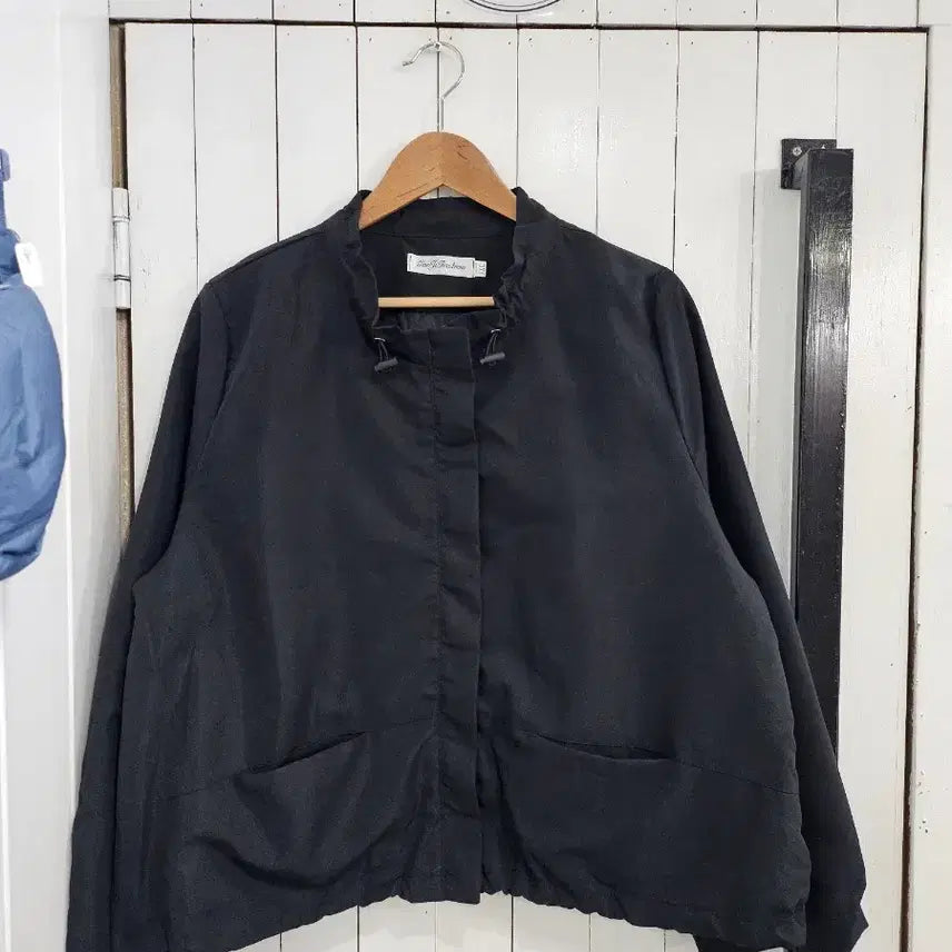 [BUNJANG] CU Unnie Women's Zip-Up Jacket Black 3XL Long Sleeve / 새상품 씨유언니 여성 집업 재킷 3XL 블랙 심플 긴팔 루즈핏 밑단 스트링 아방 봄 가을 바람막이 자켓 잠바 새제품