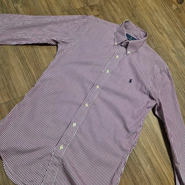 [BUNJANG] Polo Ralph Lauren Wine Stripe Shirt (Size S) / (95) 폴로랄프로렌 와인 스트라이프 셔츠