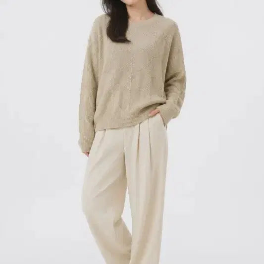 [BUNJANG] Women's Free Size Knit Top / 크림 여자 FREE 니트 O0673