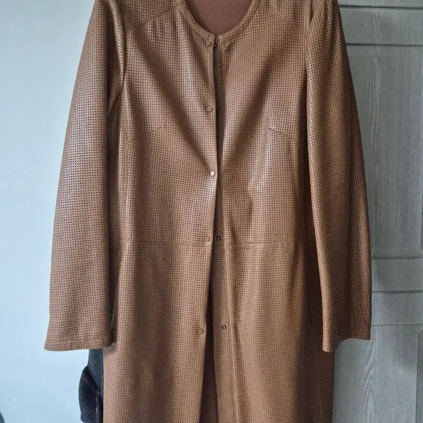[BUNJANG] Genuine Leather Brown Perforated Jacket / 양가죽 브라운 펀칭 자켓