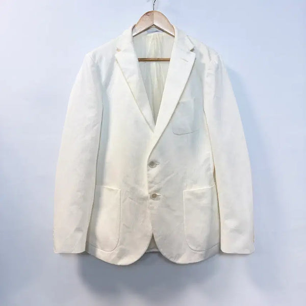 [BUNJANG] Gucci Crest Lining Cotton Blazer Jacket (Ivory/White, Size 50R/100-105) / [국내택 정품] GUCCI 구찌 크레스트 안감 코튼 자켓 (50사이즈 / 100~105)