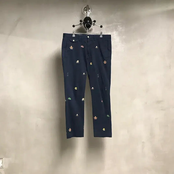 [BUNJANG] Polo Ralph Lauren Multi-Embroidery Chino Pants Navy 32/34 / 폴로 랄프로렌 멀티 자수 치노 팬츠 네이비 32/34