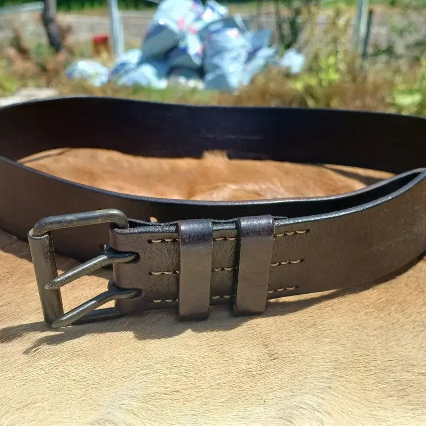 [BUNJANG] Polo Ralph Lauren Double Pin Military Belt Dark Brown (34 inch) / 랄프로렌) 밀리터리 더블 핀 다크 브라운 벨트 (34인치)